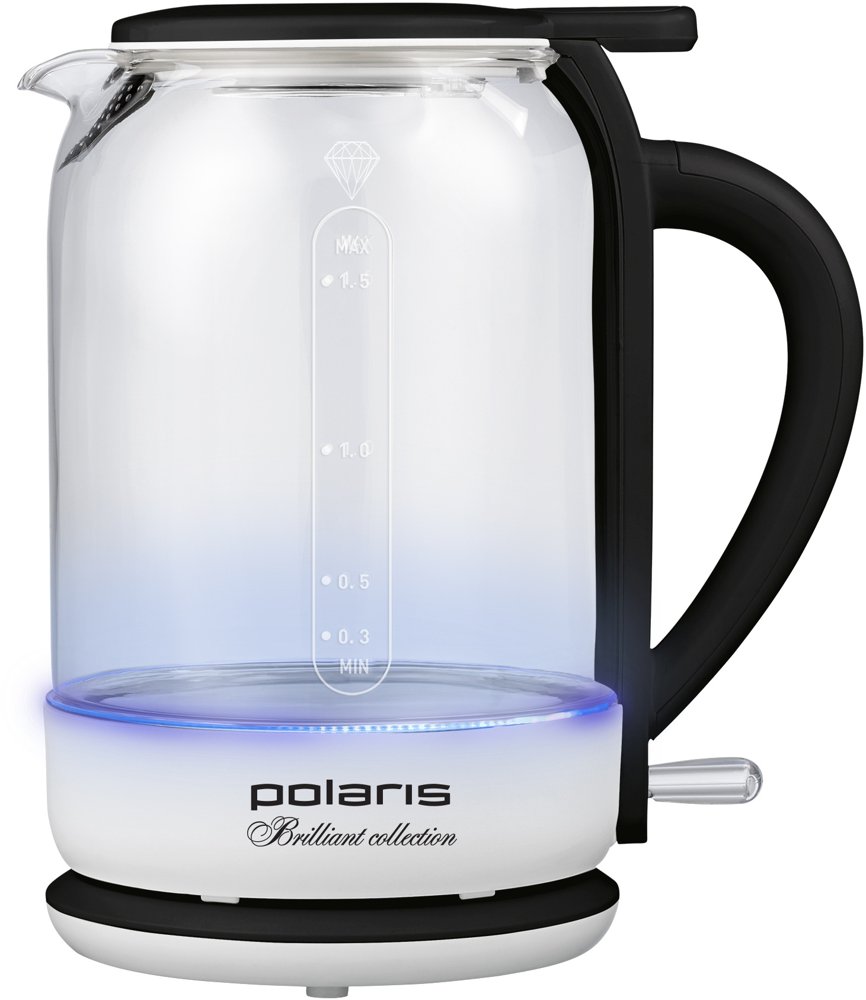 Чайник электрический Polaris PWK 1753CGL 1.5л. 1950Вт белый/черный корпус: стекло/металл/пластик