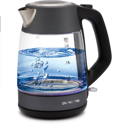 Чайник электрический Polaris PWK 1760CGL 1.7л. 2150Вт серый/черный корпус: стекло/металл