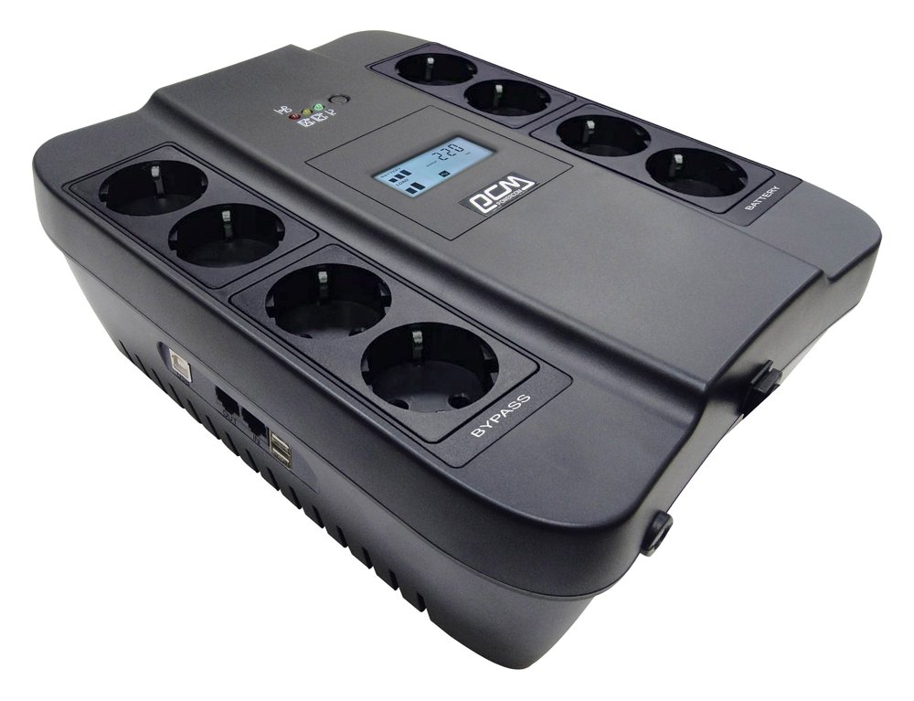Источник бесперебойного питания Powercom Spider SPD-1100U LCD USB 605Вт 1100ВА черный