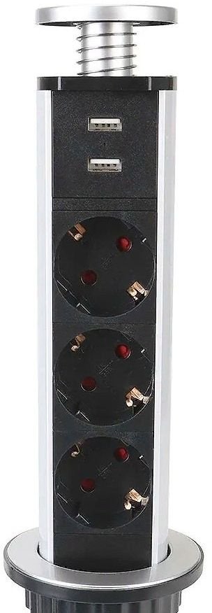 Сетевой разветвитель Premier 3R USB 1.8м (3 розетки) серый (коробка)