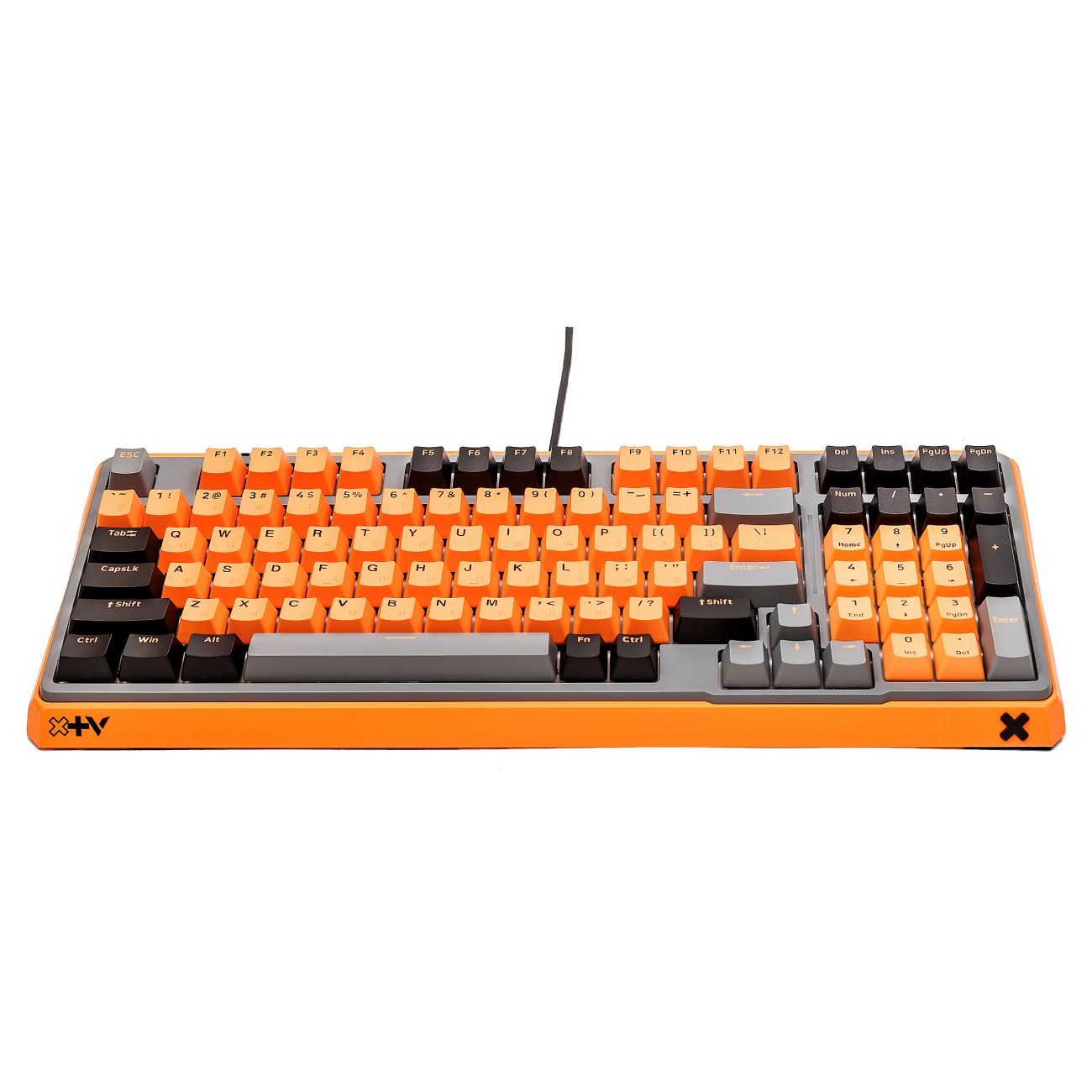 Игровая механическая клавиатура проводная Rapoo ESK750-98, черный/серый/оранжевый