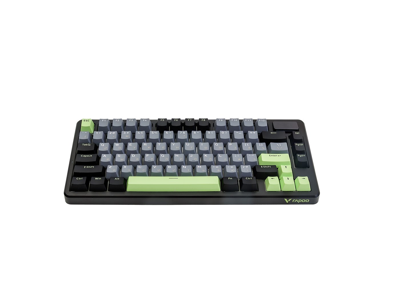 Игровая механическая клавиатура проводная/беспроводная Rapoo V700DIY-75, чер/сер/зел