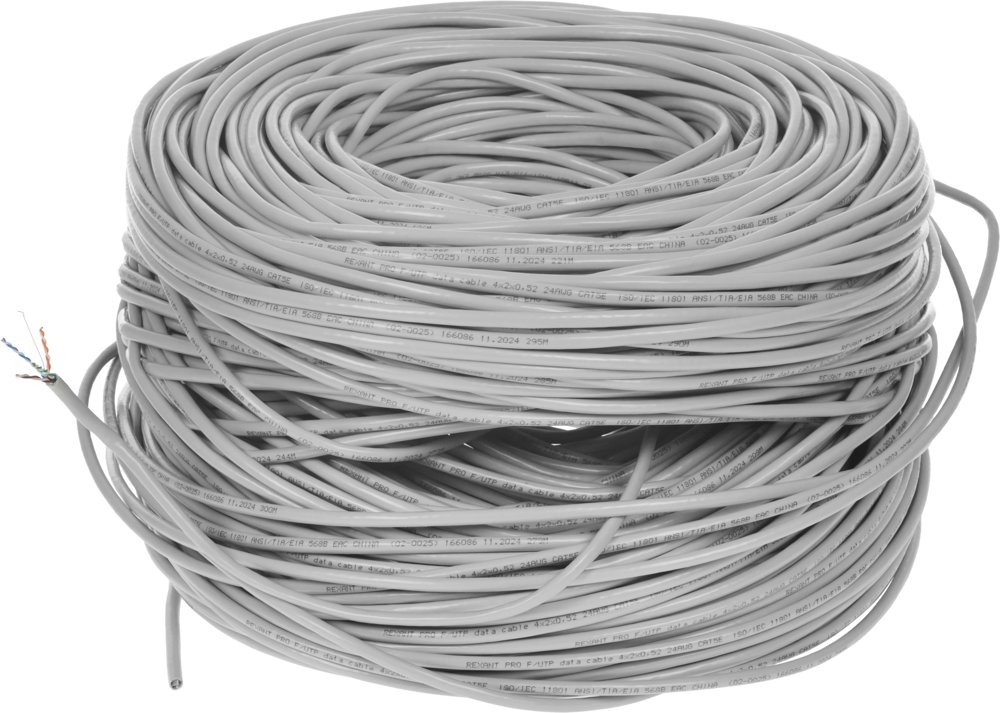 Кабель информационный Rexant PRO 02-0025 кат.5E F/UTP 4 пары 24AWG PVC внутренний 305м серый