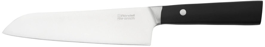 Нож кухонный Rondell Spata RD-1139 стальной сантоку лезв.178мм прямая заточка черный блистер