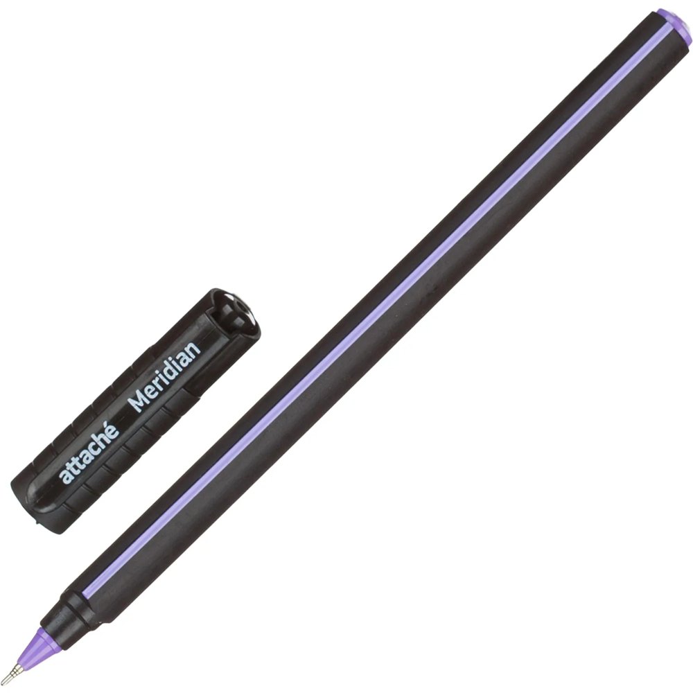 Ручка шариковая Attache Meridian синяя корпус soft touch (чёрно-фиолетовый корпус, толщина линии 0.35 мм)