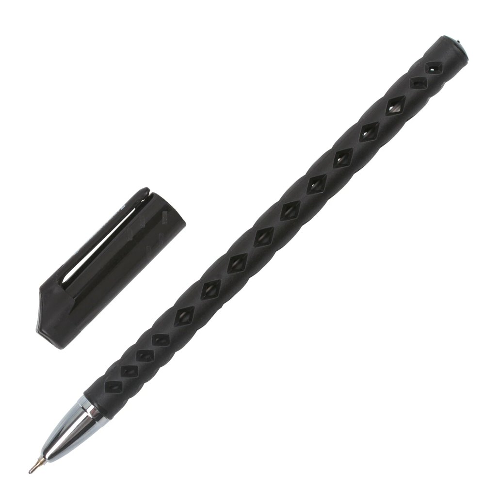 Ручка шариковая масляная BRAUBERG 'Orient', ЧЕРНАЯ, корпус черный, игольчатый узел 0,7 мм, линия письма 0,35 мм, 143000