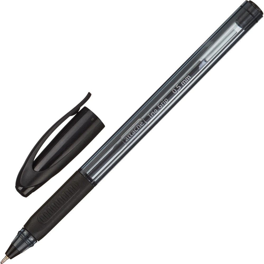 Ручка шариковая неавтоматическая Attache Glide Trio Grip чёрная (толщина линии 0.5 мм)