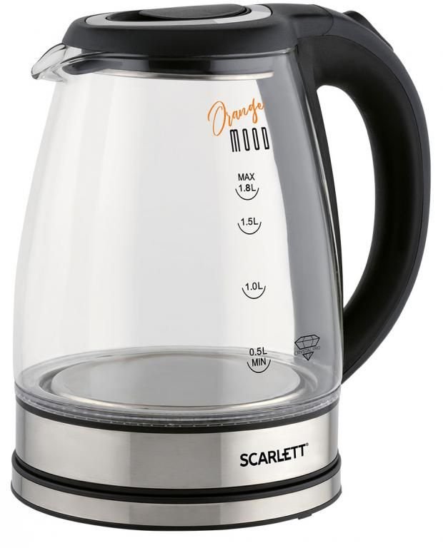 Чайник электрический Scarlett SC-EK27G36 1.8л. 1800Вт черный/серебристый корпус: стекло/пластик