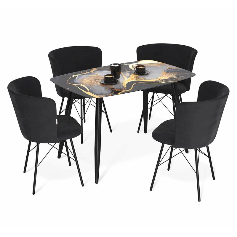 Обеденная группа Sheffilton SHT-DS278, черн. алмаз/черн. муар/ночн. затм./черн. муар