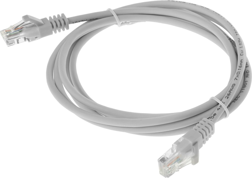 Патч-корд Suprlan 10-0143 UTP RJ-45 вил.-вилка RJ-45 кат.5E 2м серый LSZH 26AWG