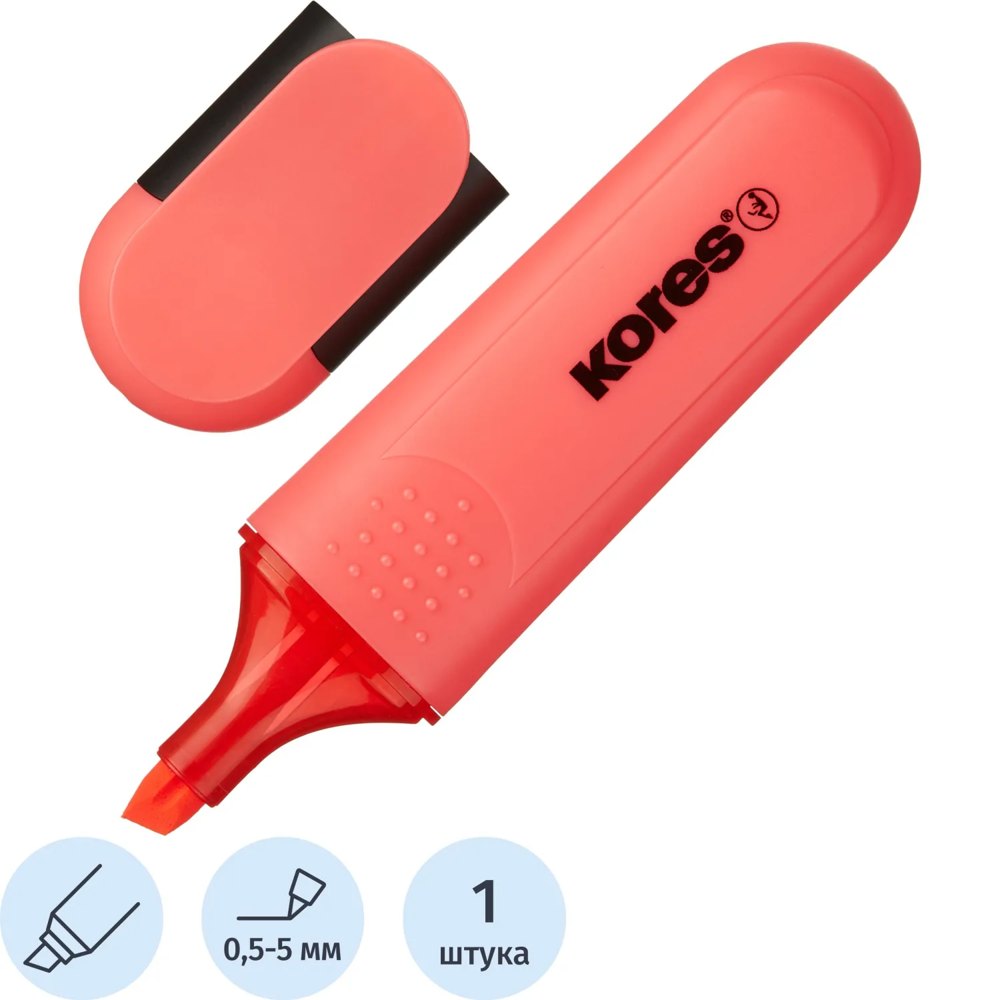 Текстовыделитель Kores Bright Liner Plus светло-розовый скошенный наконечник (толщина линии 0.5-5 мм)