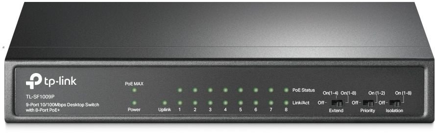 Коммутатор TP-Link TL-SF1009P 9x100Мбит/с 8PoE+ 65W неуправляемый