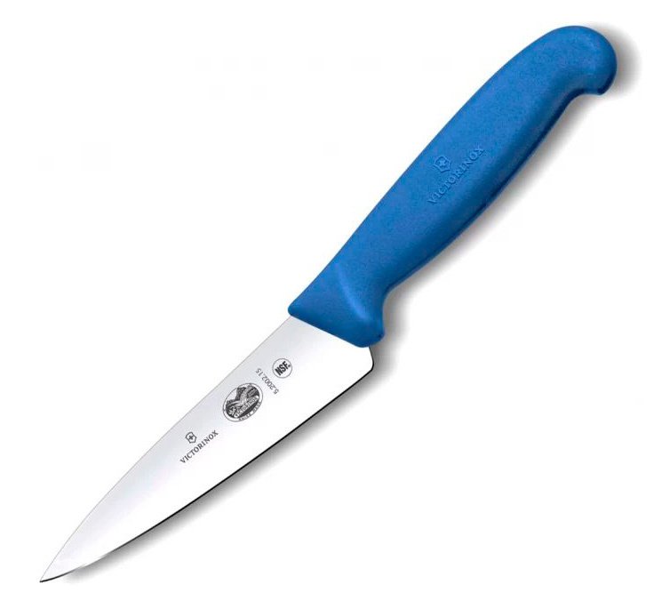 Нож кухонный Victorinox Fibrox (5.2002.15) стальной разделочный для мяса лезв.151мм прямая заточка синий