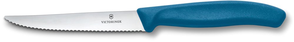 Нож кухонный Victorinox Swiss Classic 6.7232.C1 стальной универсальный для стейка/пиццы лезв.110мм серрейт. заточка синий