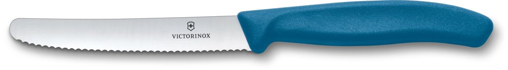 Нож кухонный Victorinox Swiss Classic 6.7832.C1 стальной универсальный для томатов лезв.110мм серрейт. заточка синий