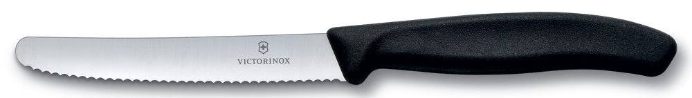 Нож кухонный Victorinox Swiss Classic (6.7833) стальной столовый лезв.110мм серрейт. заточка черный
