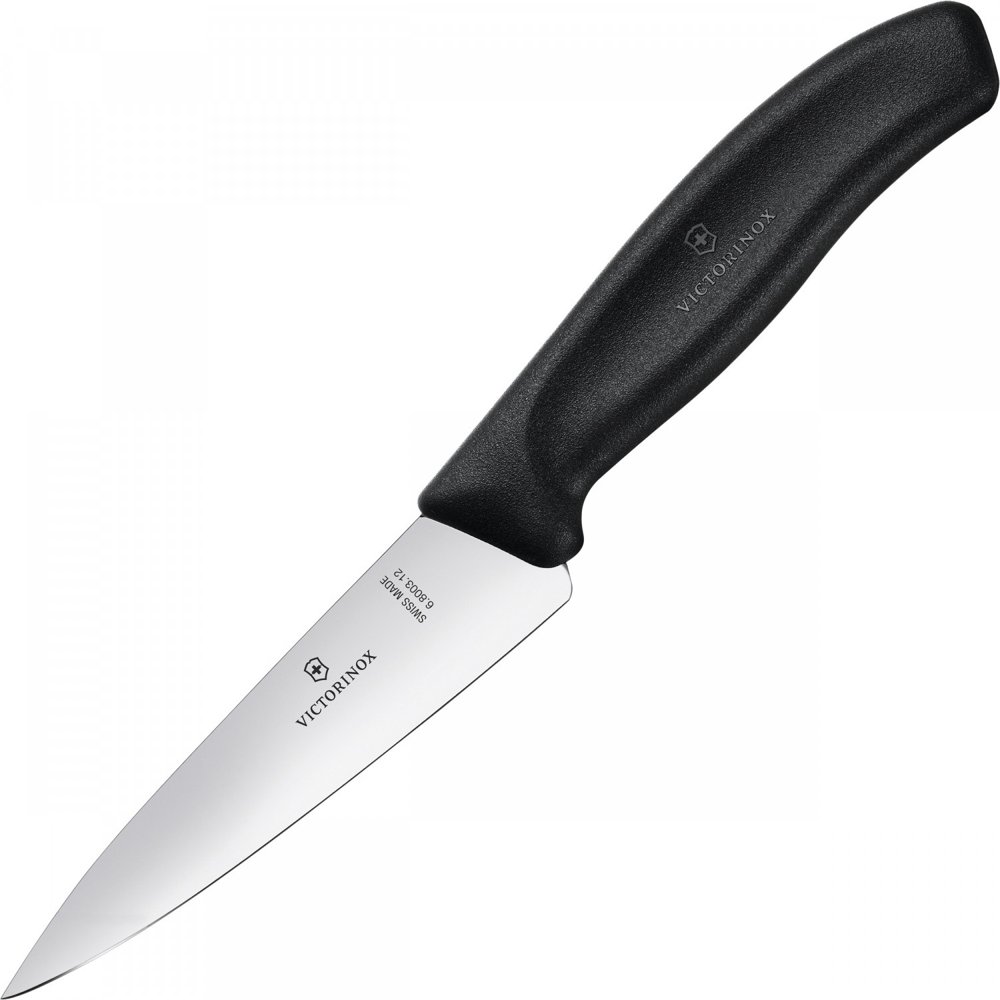 Нож кухонный Victorinox Swiss Classic (6.8003.12B) стальной разделочный для мяса лезв.120мм прямая заточка черный блистер