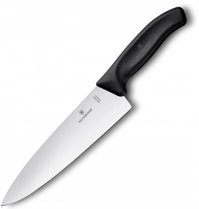 Нож кухонный Victorinox Swiss Classic (6.8063.20B) стальной разделочный лезв.200мм прямая заточка черный блистер