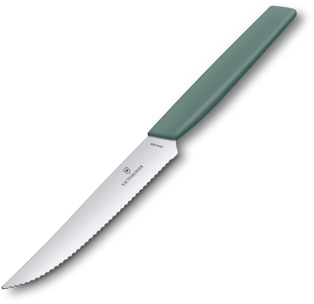 Нож кухонный Victorinox Swiss Modern (6.9006.12W43) стальной столовый для стейка лезв.120мм серрейт. заточка шалфеевый