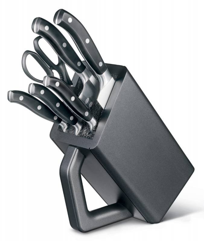 Набор ножей кухон. Victorinox Grand Maitre Cutlery Block 7.7243.6 (7.7243.6) компл.:6предм. с подставкой черный подар.коробка