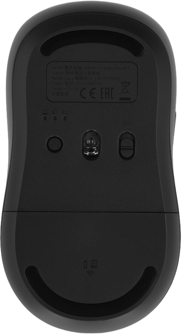 Мышь Xiaomi Wireless Mouse 3 черный оптическая 1200dpi silent беспров. BT/Radio USB для ноутбука 4but (BHR8913GL), фото 3